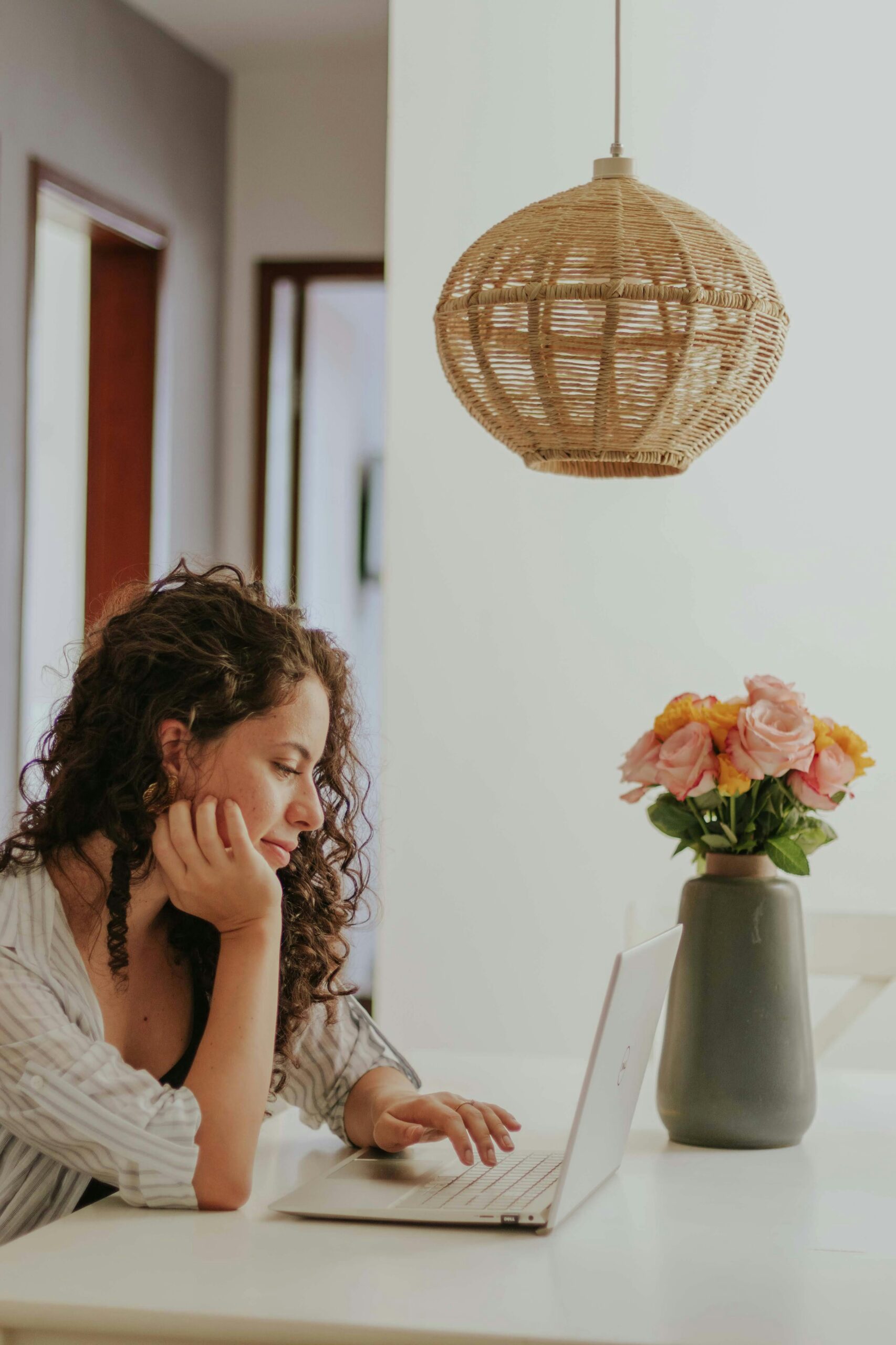 Small business owner using AI tools to automate client responses