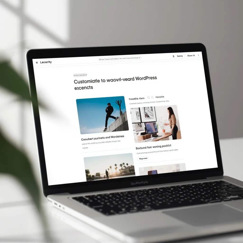 Modern workspace with laptop displaying customizable web design layout, representing WordPress as the best website platform for small businesses.