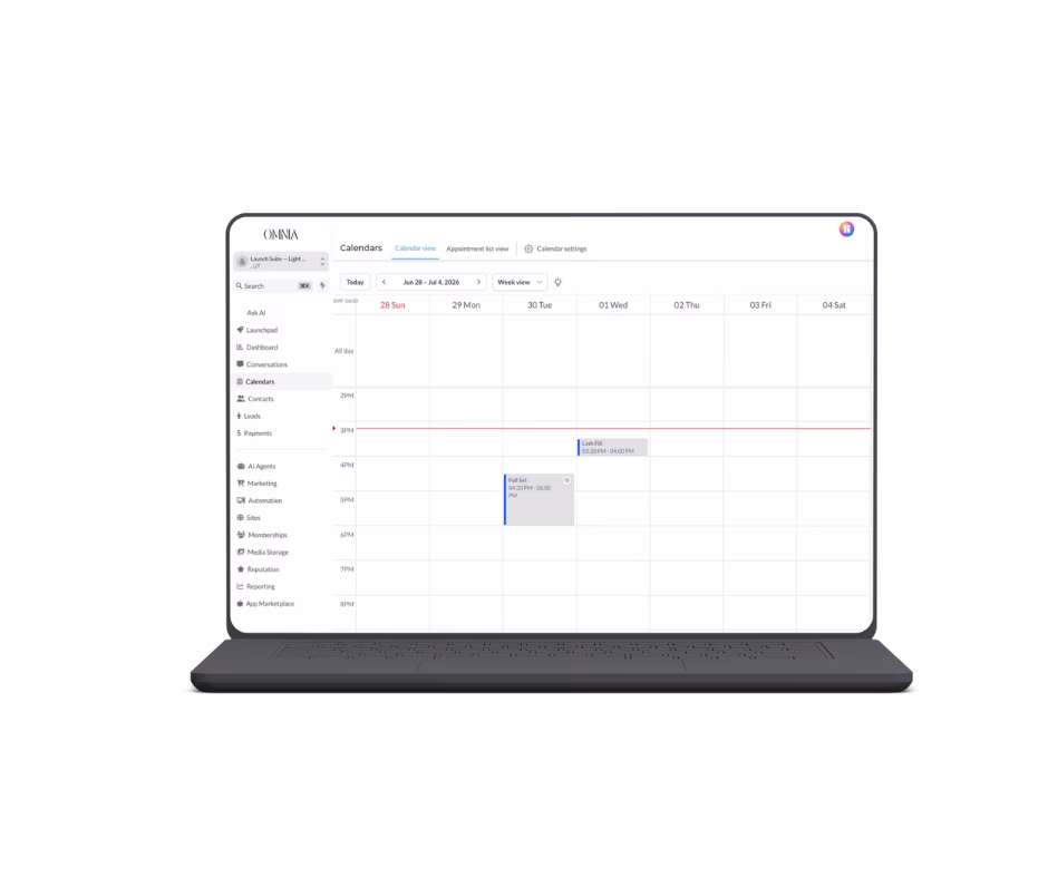 Online booking calendar included with the Launch Suite